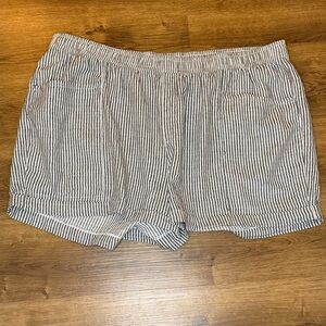 Old Navy High Rise Linen Blend Cuffed Gray White Striped Shorts Women’s 3X